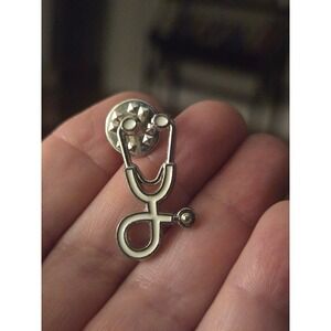 Silvertone Stethoscope Pin Vintage Doctor Nurse PA Medicine